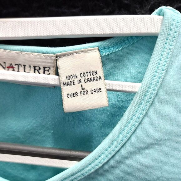 Signature Expressions Womens Tank Top Blue Size Large 100% Cotton Pullover VNeck - Picture 6 of 12